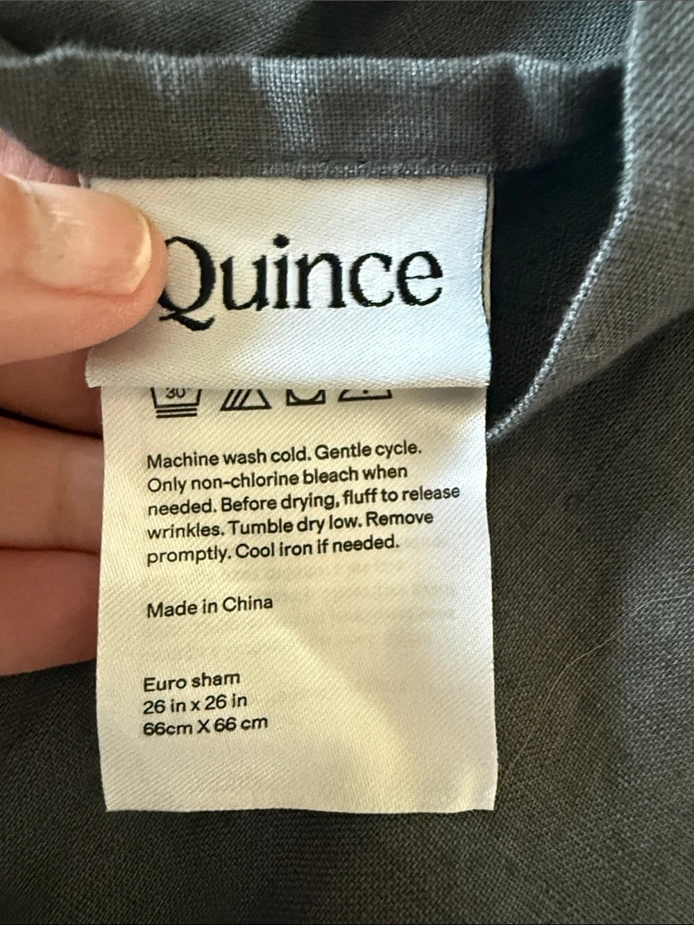 Quince European Linen Box Quilted Euro Sham in Charcoal, size Euro